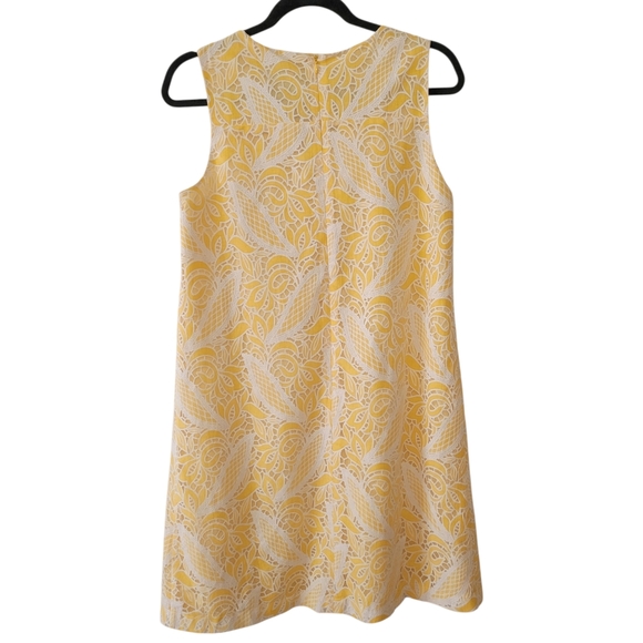 LOFT Yellow & White Lace Sleeveless Shift Dress Size 6 - Picture 3 of 4